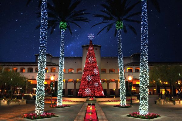 Christmas at The Princess features the tree in Princess Plaza. Photo courtesy Fairmont Scottsdale Princess
