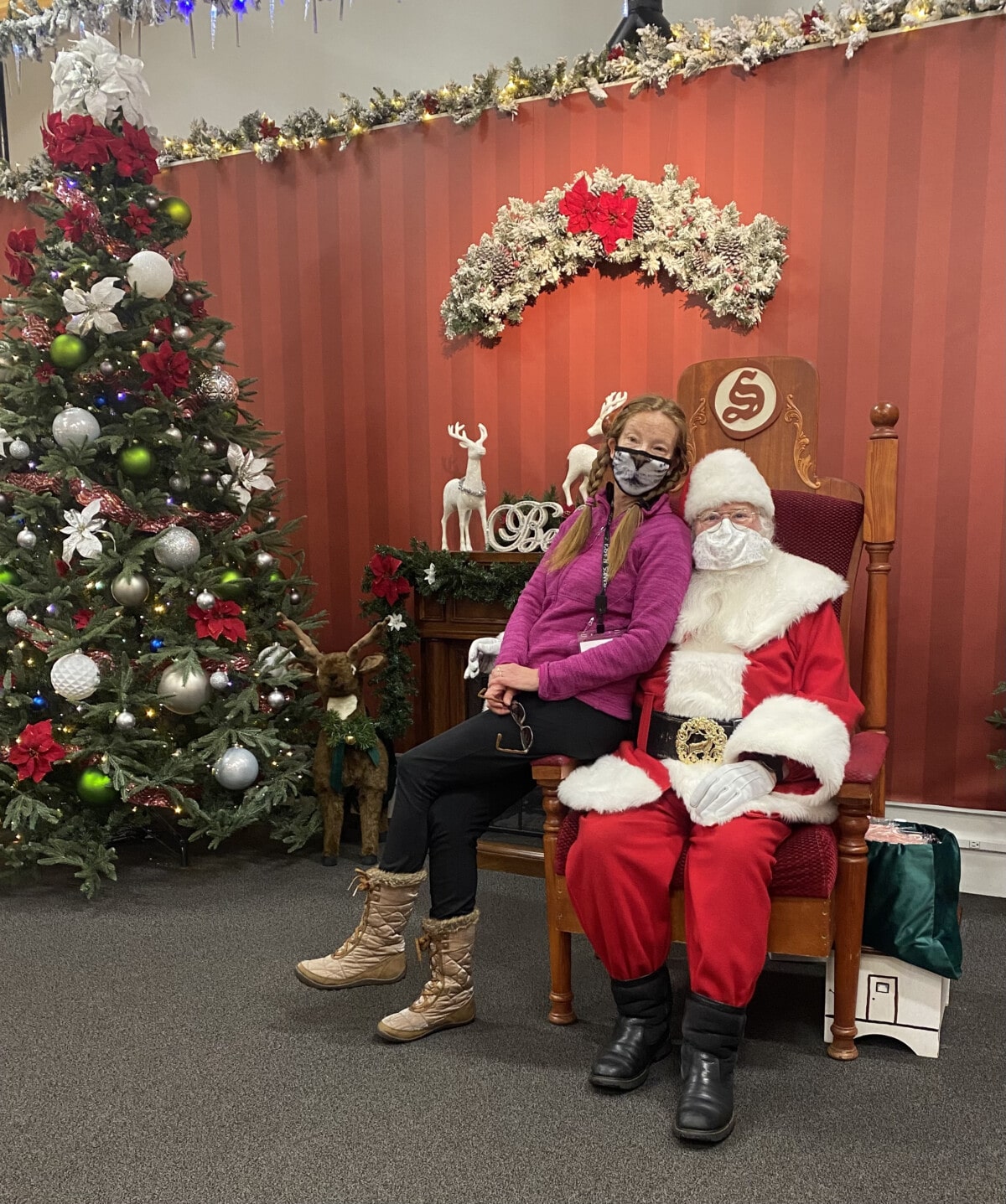 Visiting Santa during the winter in Fairbanks.