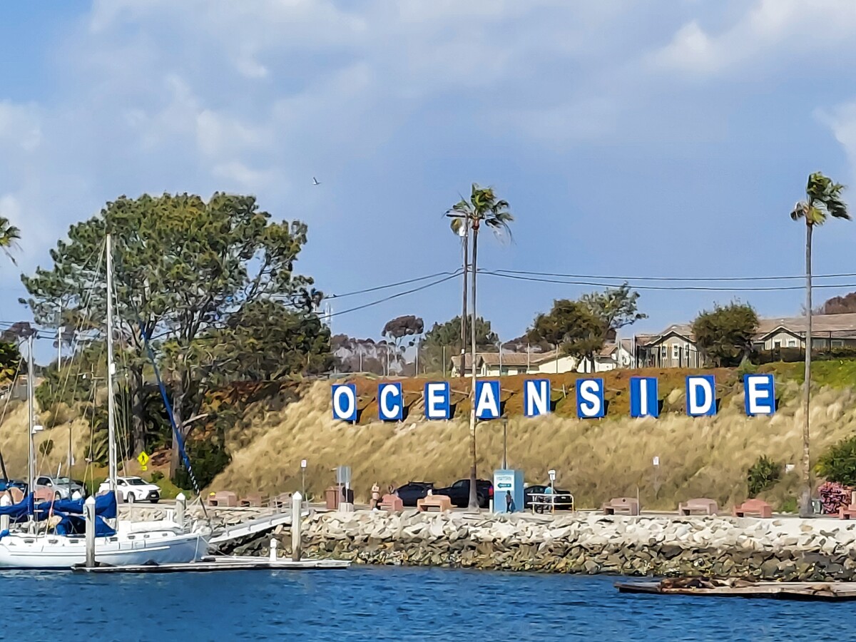 Oceanside Sign on Hillside