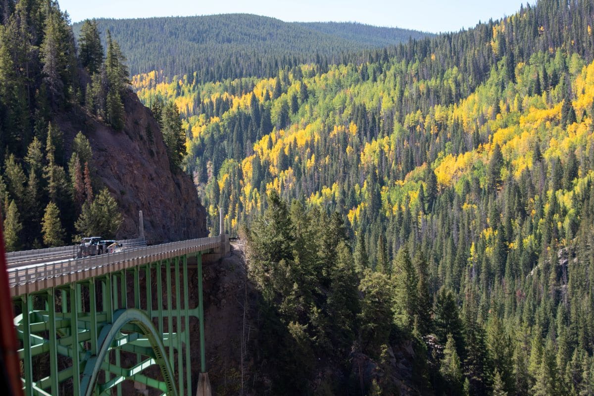 Red Cliff Bridge in the fall in the Colorado Rockies.