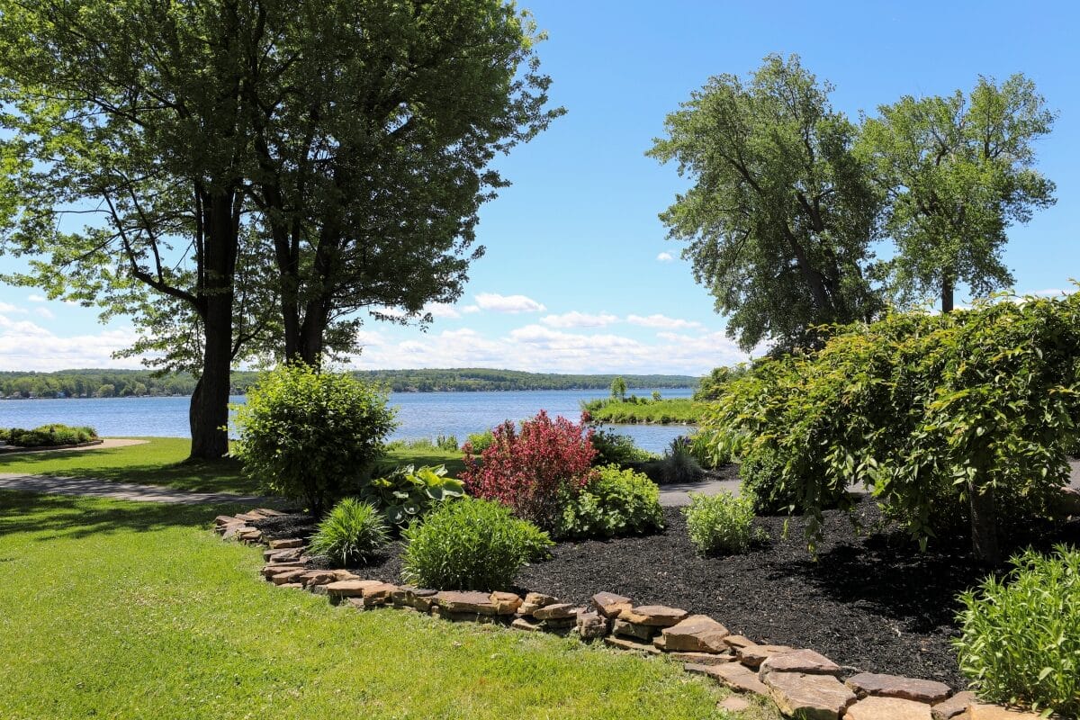 See the gardens in Vitale Park with a view of Conesus Lake.