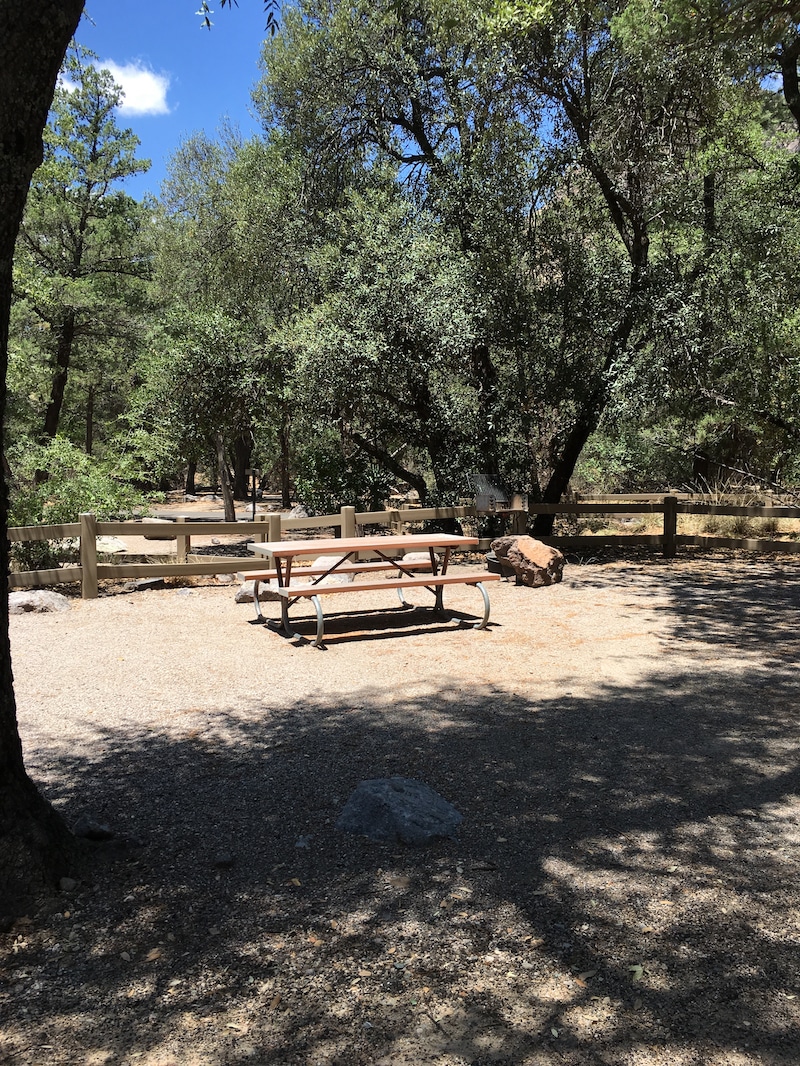 A picnic table in Chiricahua National Monument.