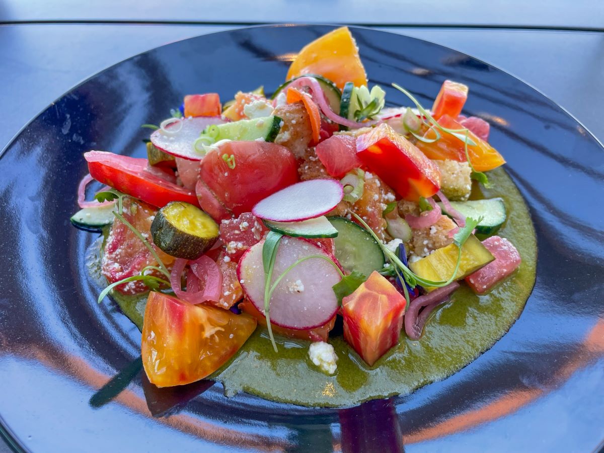Heirloom Heiress Tomato Salad at The Rooftop Terrace at Harmon Guest House.