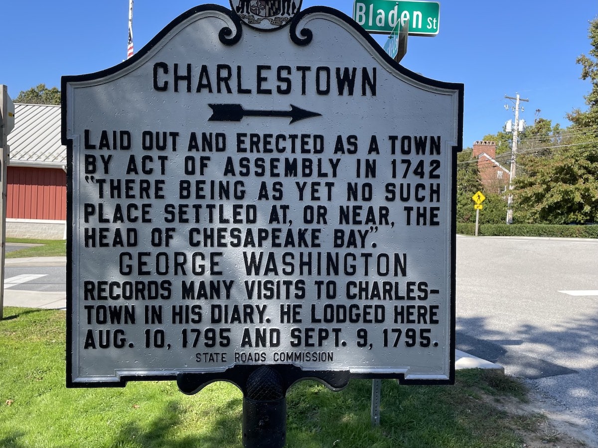 This is one of several historical markers in Charlestown, MD.