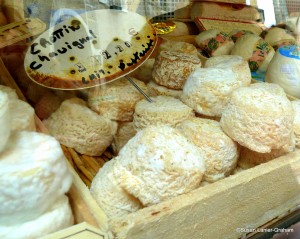 Cheeses at the market in Noyers sur Serein