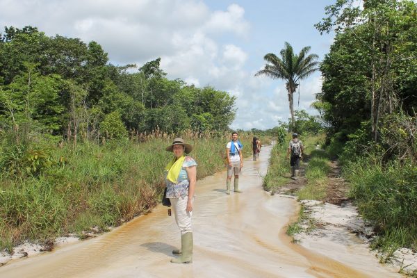 Trekking on the Reservation Road near the Ayonto Hororo Eco-Lodge in Guyana