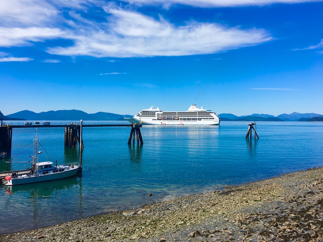 Alaska luxury cruise on Regent Seven Seas - The Regent Seven Seas Mariner off the Alaska coast. Photo by Catherine Parker