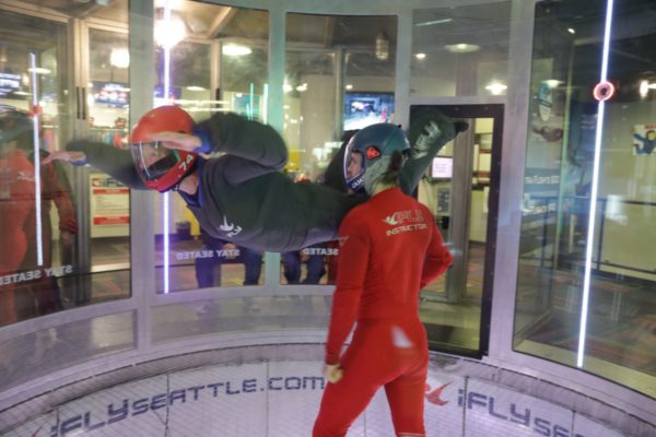 The author tries indoor skydiving.