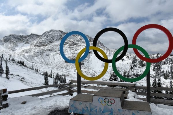 The Olympic Rings at the top of the mountain in Whistler, British Columbia.