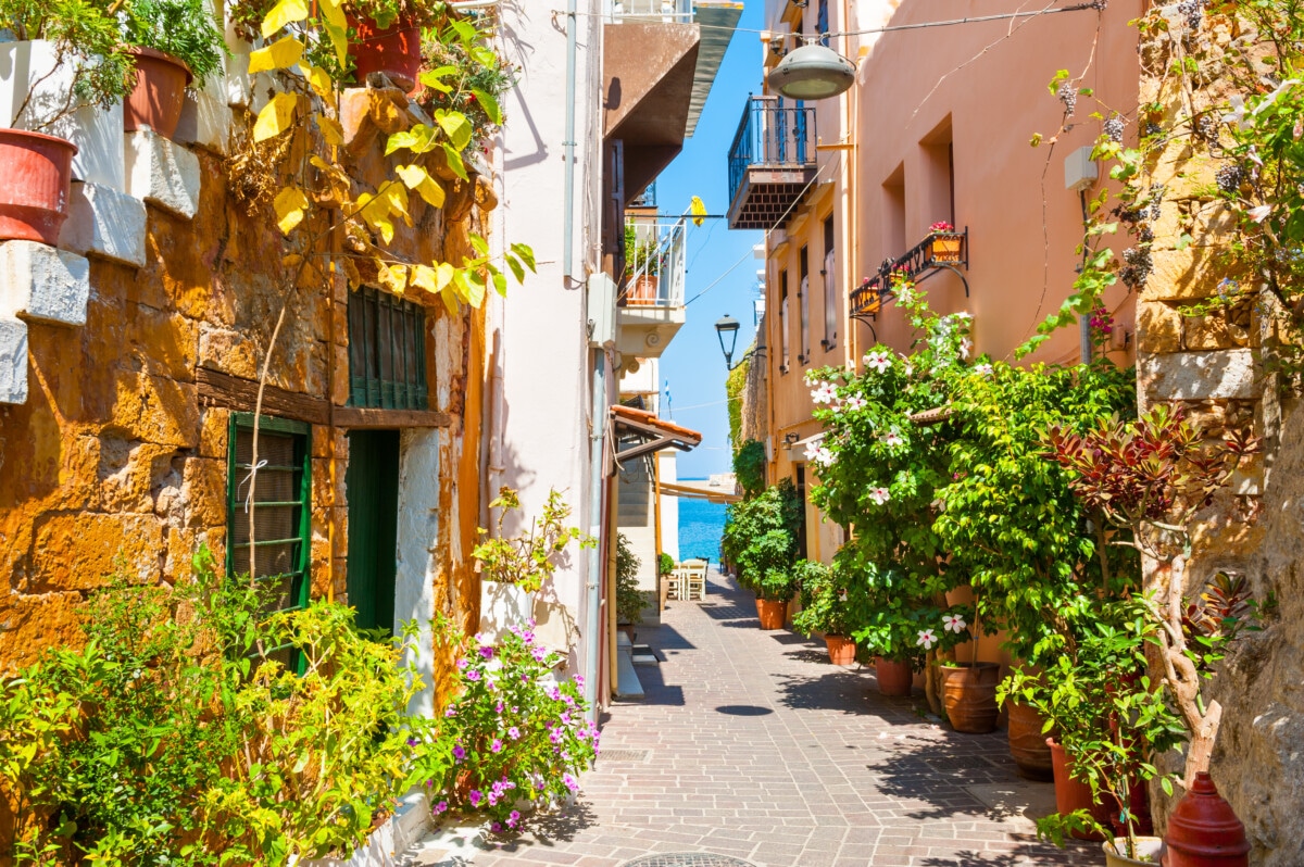 Beautiful street in Chania, Crete island, Greece. Photo courtesy Adobe Stock