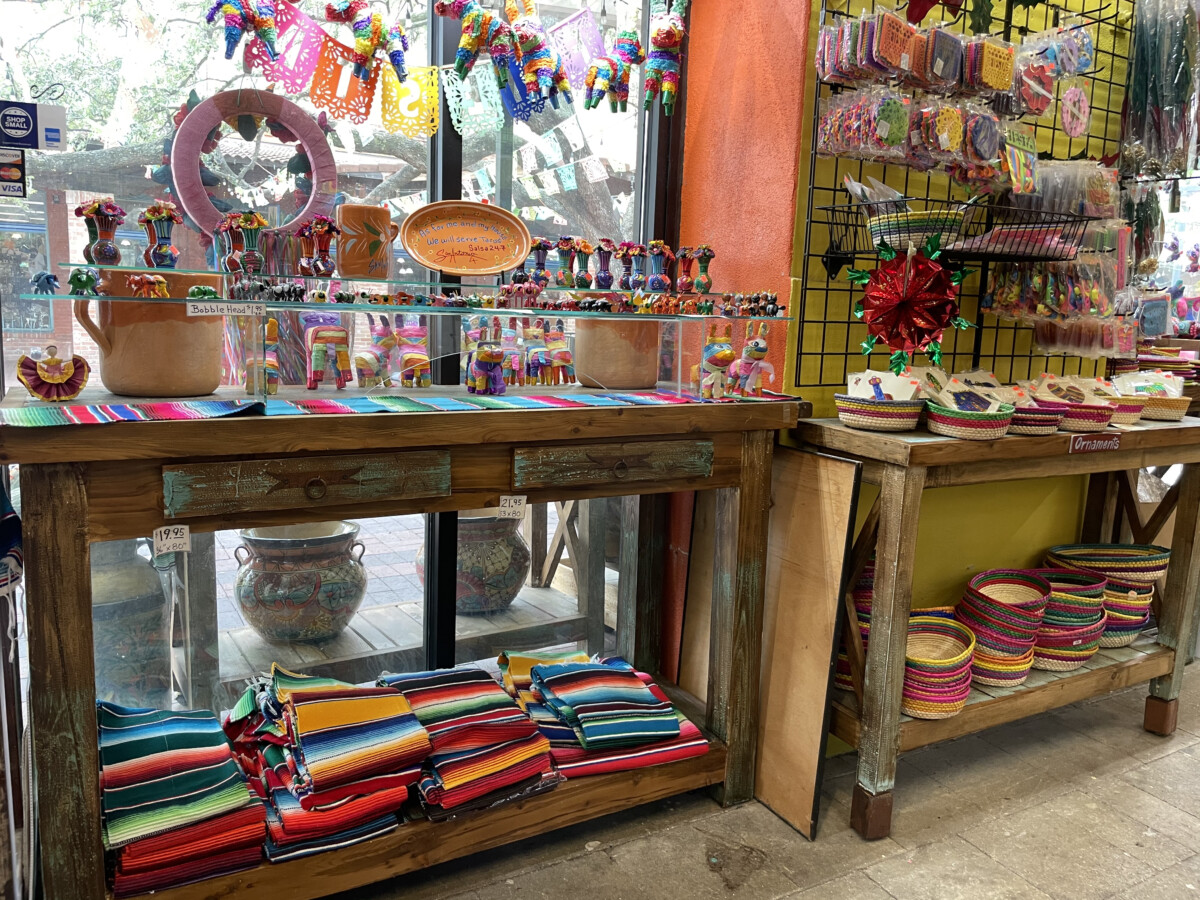 Mexican imports at the Market Square shops. Photo by Penny Sadler