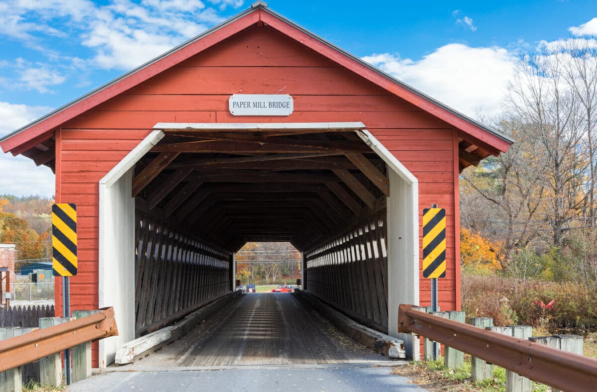 Paper Mill Bridge. One of the many covered bridges in Vermont.
