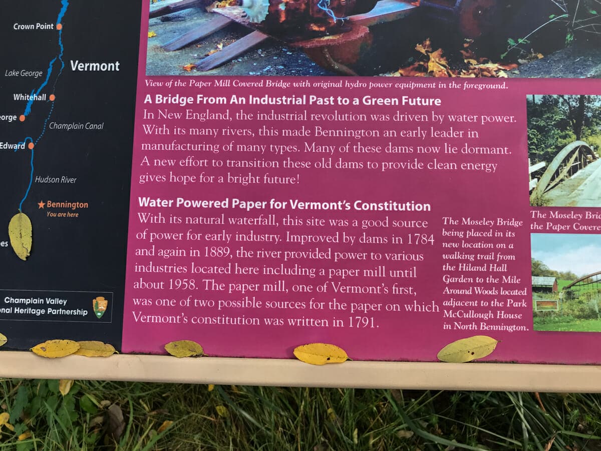 informational poster about Paper Mill Bridge
