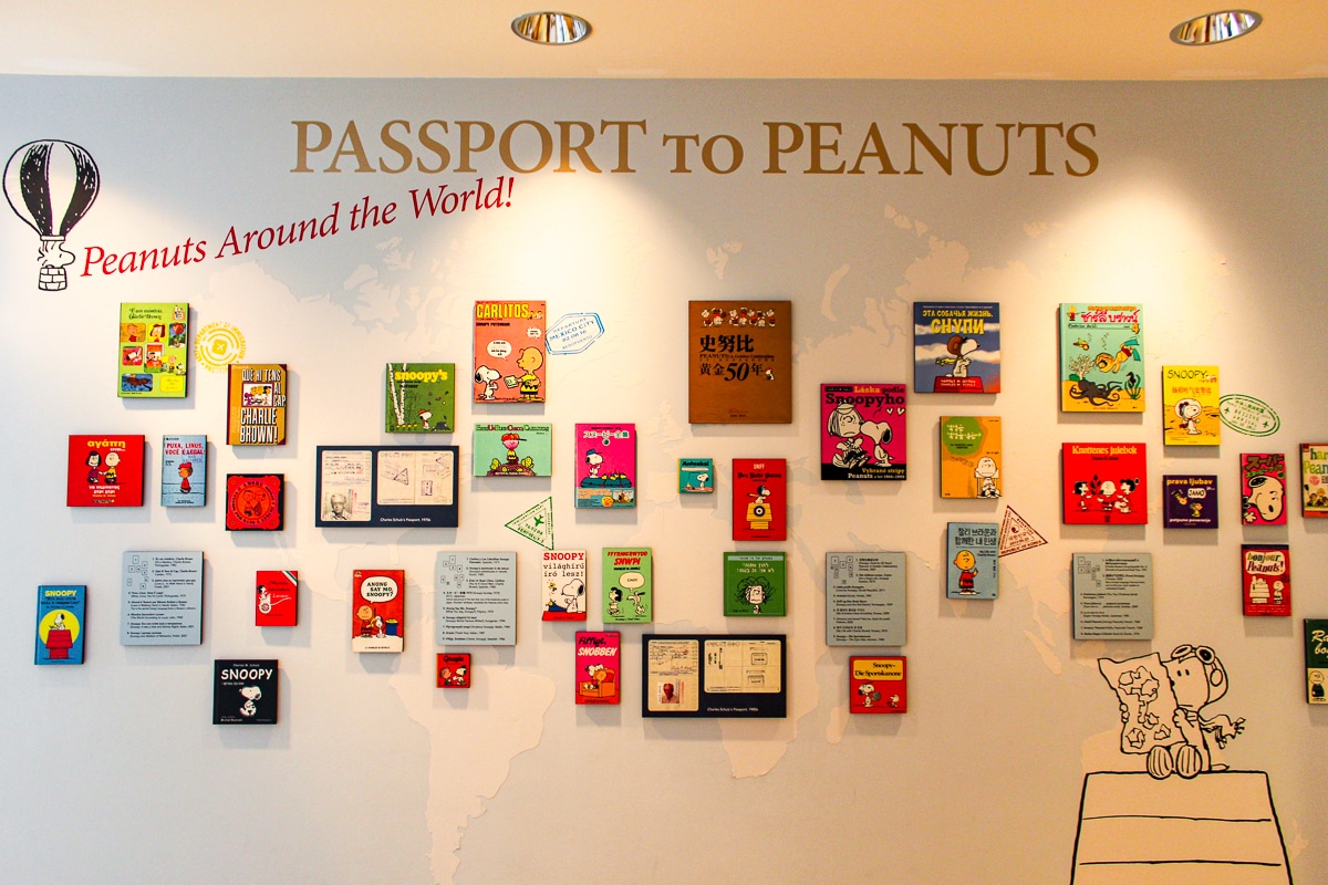 Things to Do in Santa Rosa, CA - Charles M Schulz Museum collection of international Peanuts books.