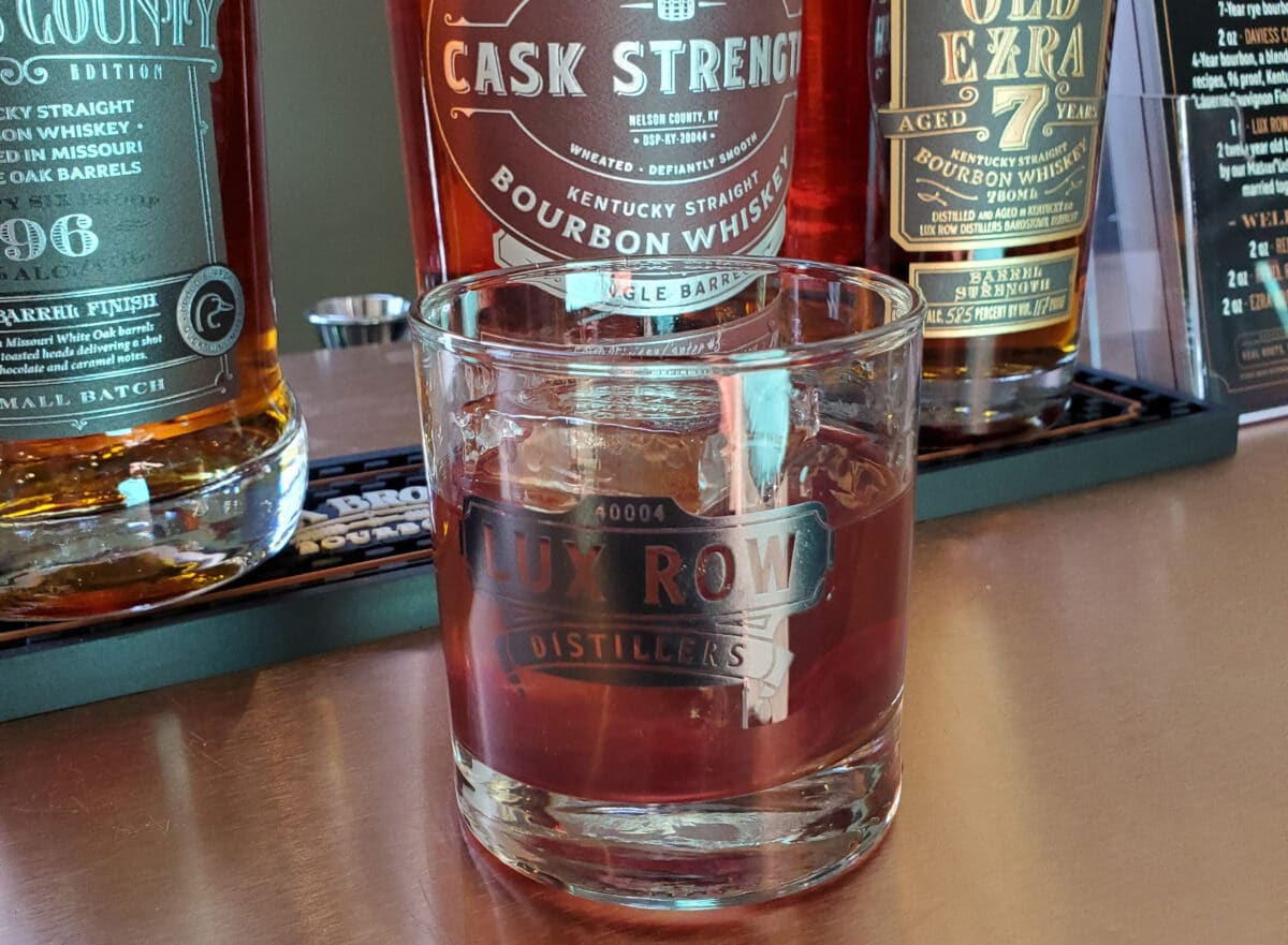 Glass of Lux Row bourbon