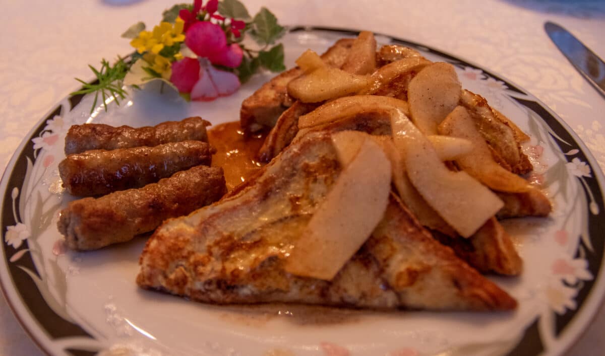 Plate of French toast from the Belmont Bed and Breakfast, Cedar Rapids Iowa