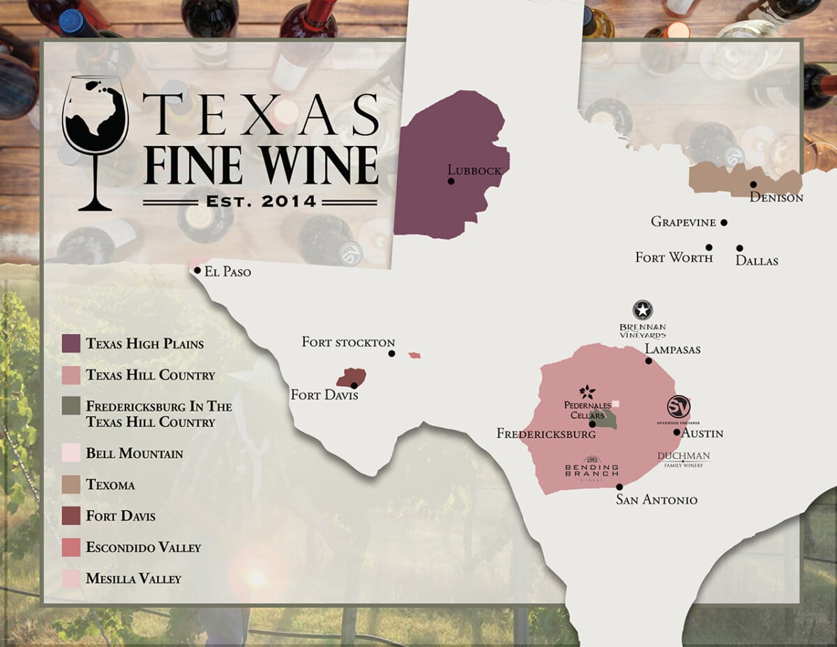 Texas Wines AVA Map © Texas Fine Wine