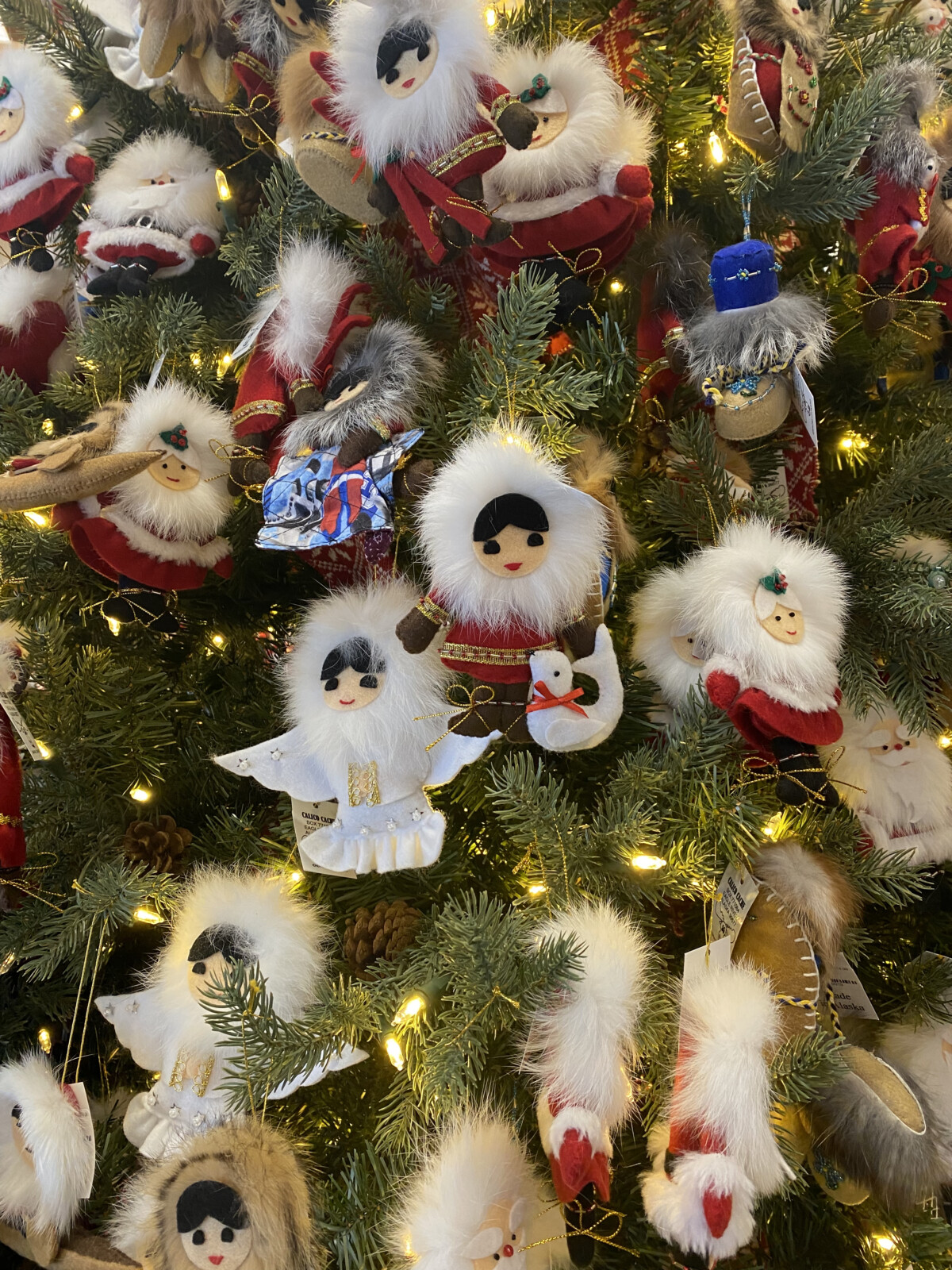 Handmade ornaments for sale at Santa Claus House.