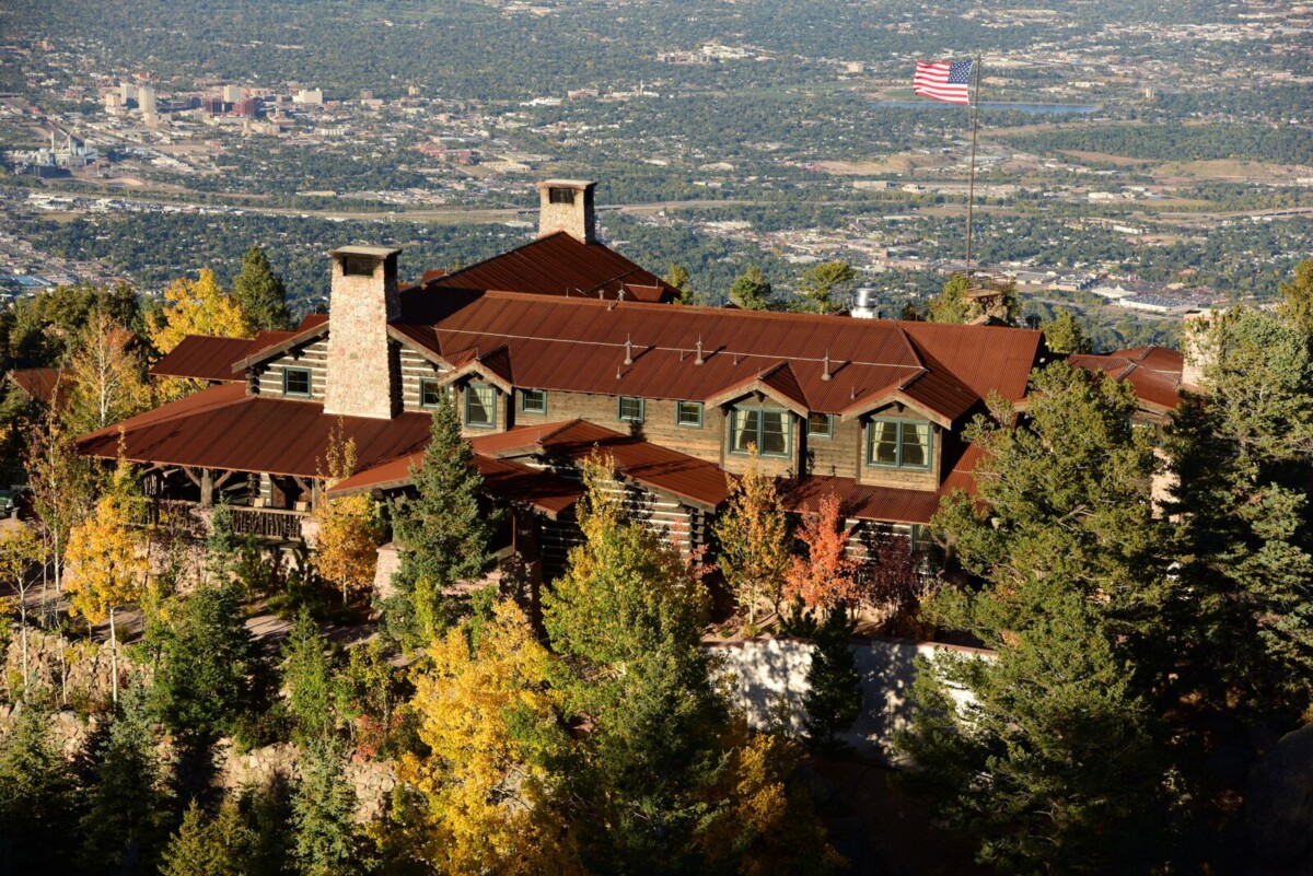 Aerial view of Cloud Camp, wilderness camp at The Broadmoor in Colorado
