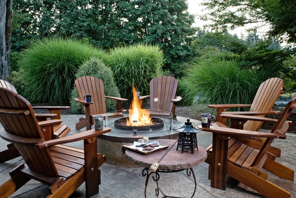 Fire pit at Carson Ridge Luxury Cabins in the Columbia River Gorge.