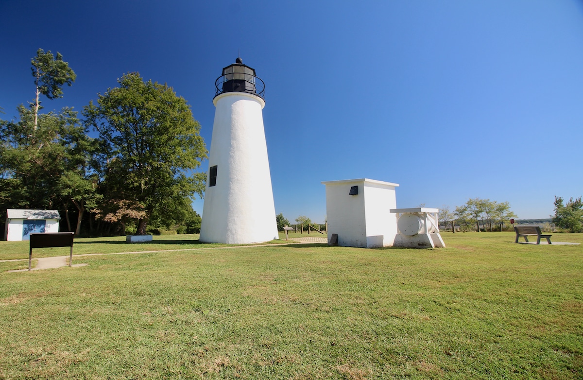 Turkey Point Lighthouse stands watch over the Upper Chesapeake Bay, in a small Maryland town.