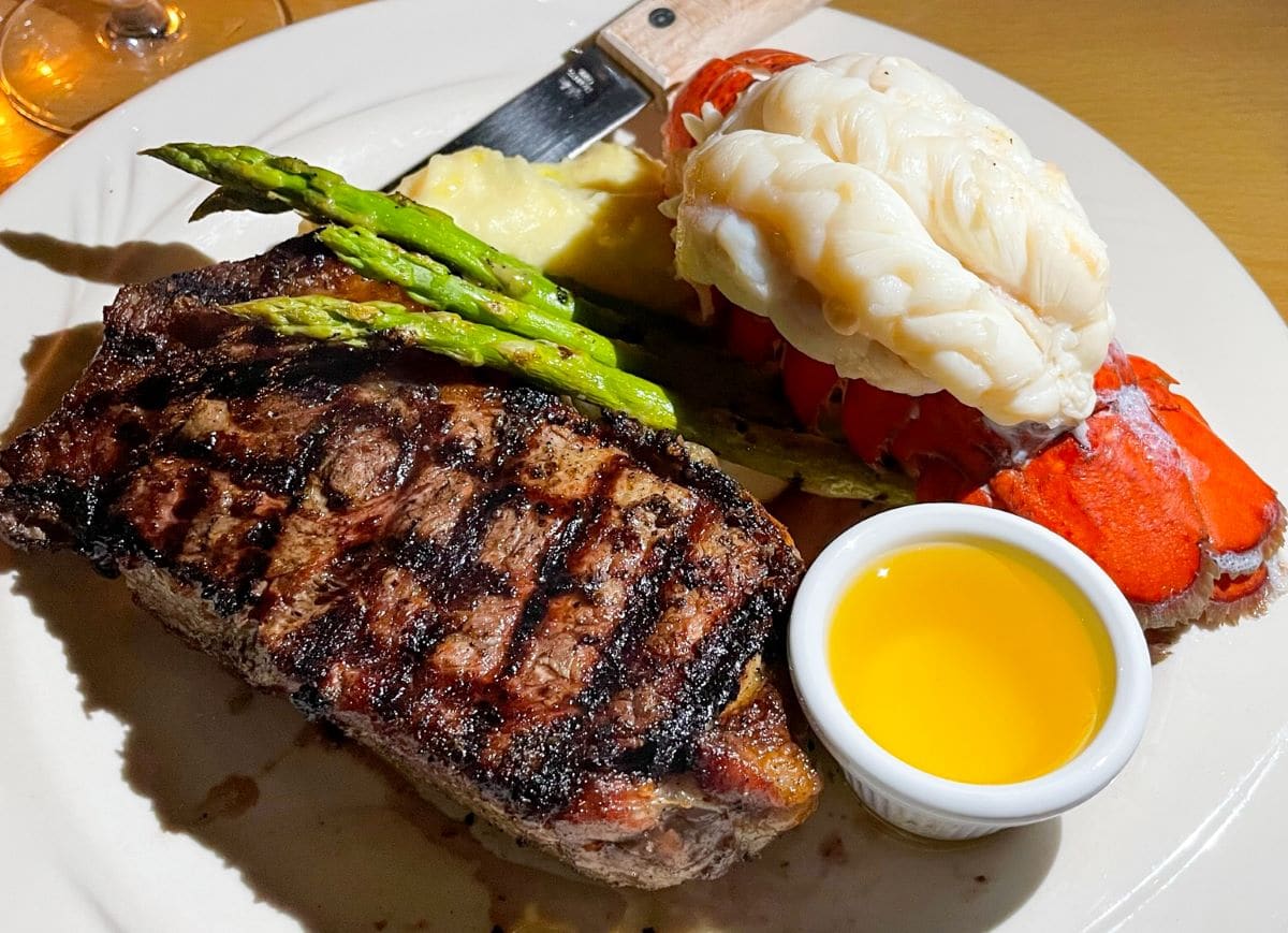 Eat the steak and lobster at Edgewaters restaurant is one of the things to do in Bandon, Oregon.
