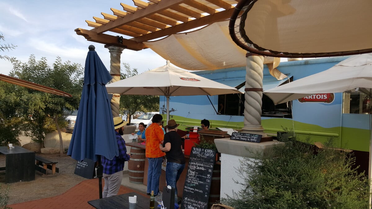 The Adobe Guadalupe Food Truck offers tapas to enjoy with wine.