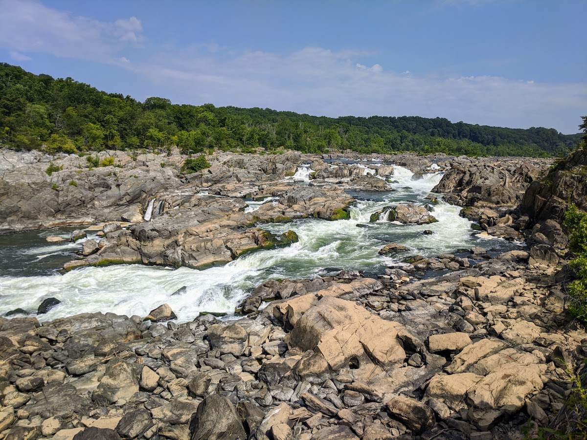 The Great Falls of the Potomac can be visited on the Virginia or Maryland side of the Potomac River.