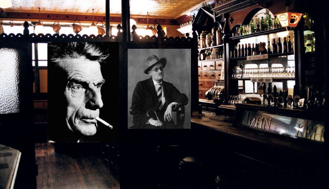 Photos of James Joyce and Samuel Beckett inside an Irish Pub photo courtesy of Dublin Literary Pub Crawl