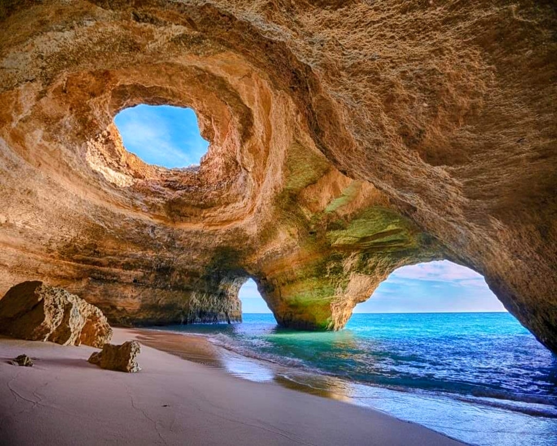 Student adventure travels might take you to explore Benagil Cave, Lagoa, Algarve, Portugal