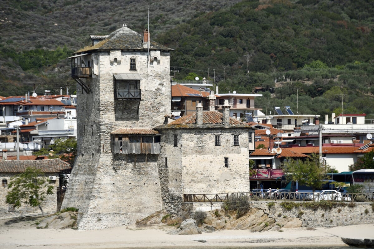 After visiting Mount Athos, you can visit the Byzantine tower at Ouranoupolis. Photo by Teresa Bitler