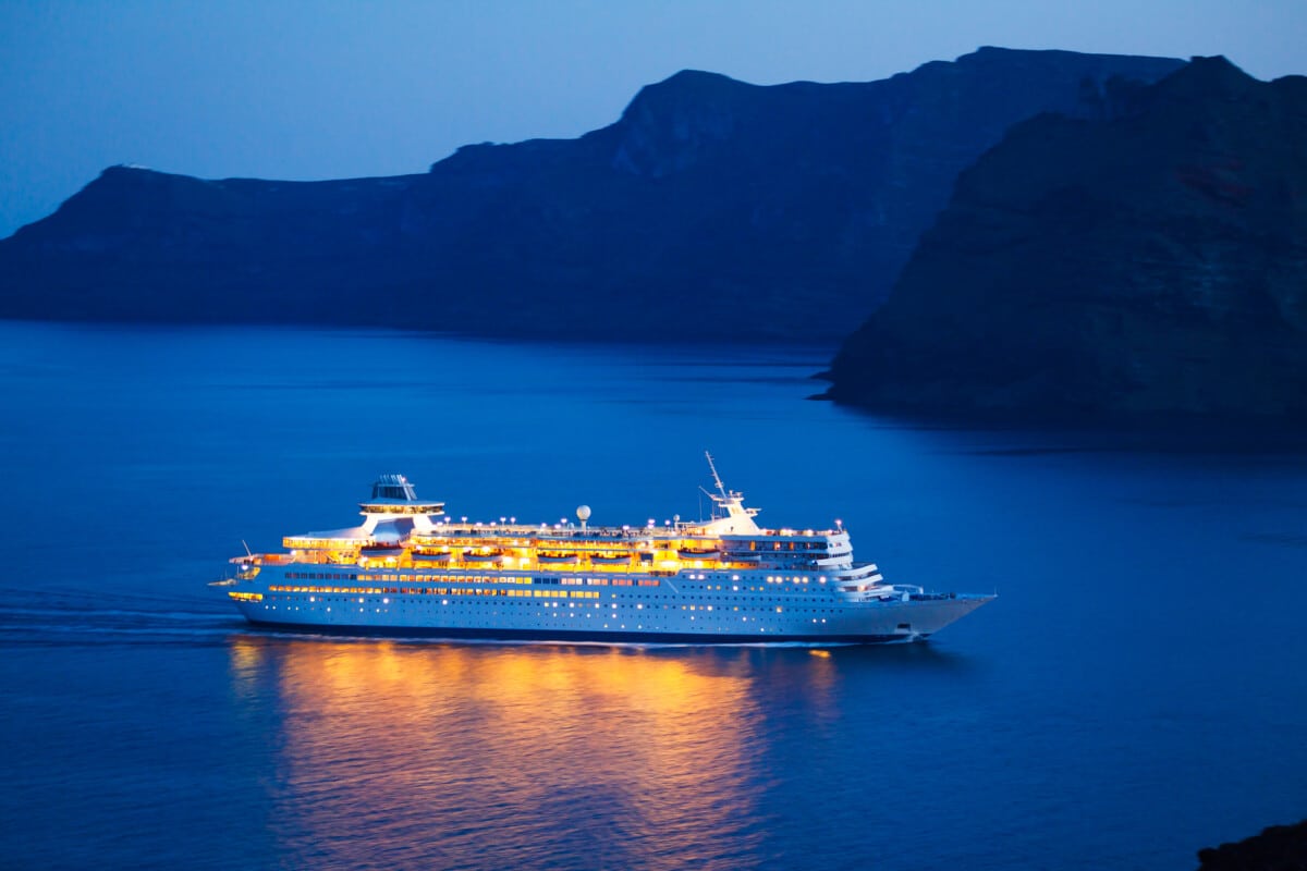 Luxury Cruise Ship at Sunset