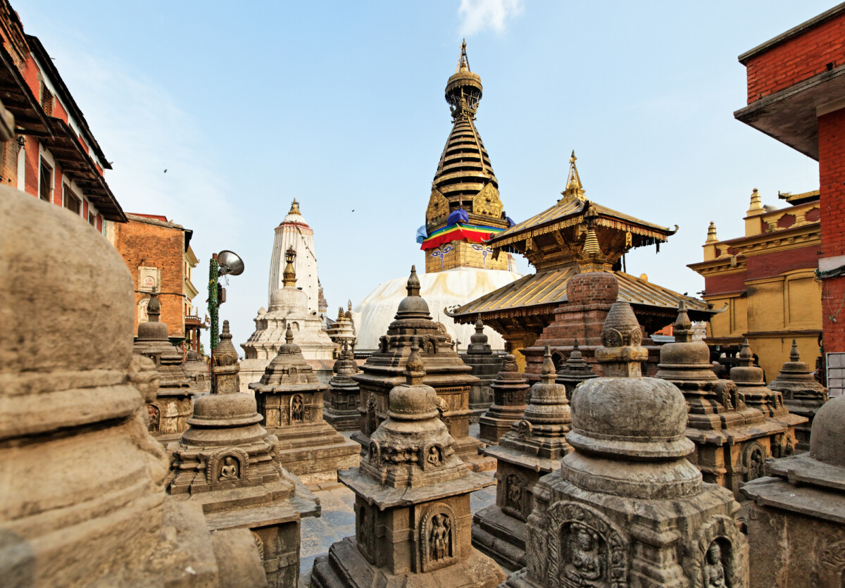 Swayambhunath (monkey temple) stupa in Kathmandu, Nepal. Photo courtesy DepositPhotos
