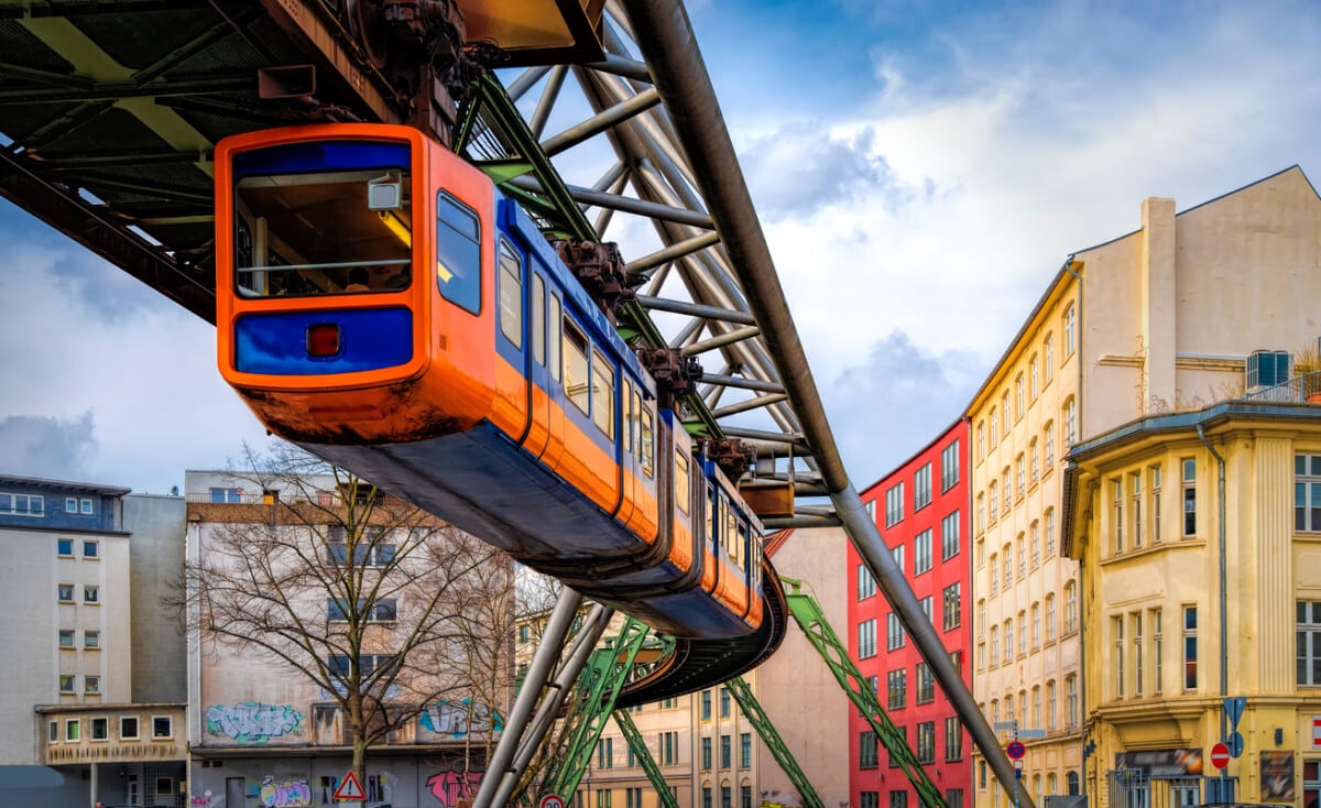 The Wuppertal suspension monorail is a local public transport system in Wuppertal, Germany. Photo by EKH-Pictures via iStock by Getty Images